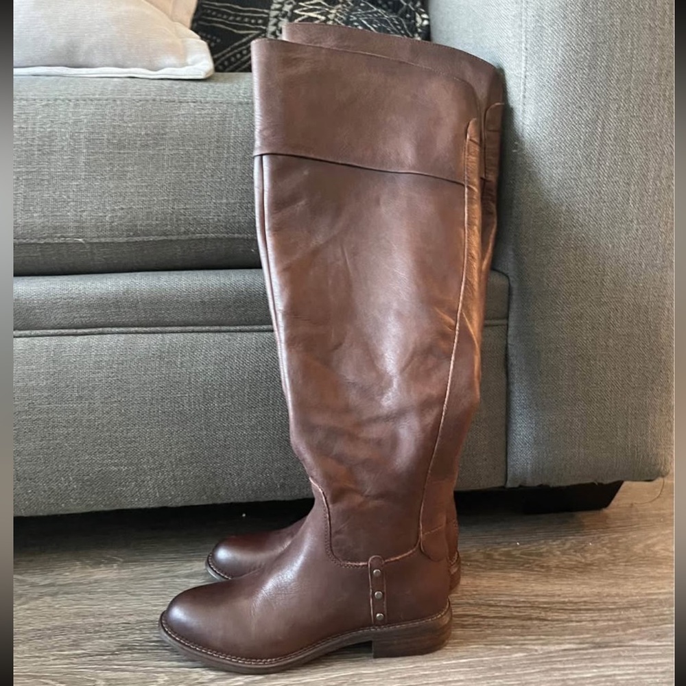 NWT Franco Sarto Halenna Brown Leather Over The Knee High Boots Elena Gilbert - Picture 3 of 6